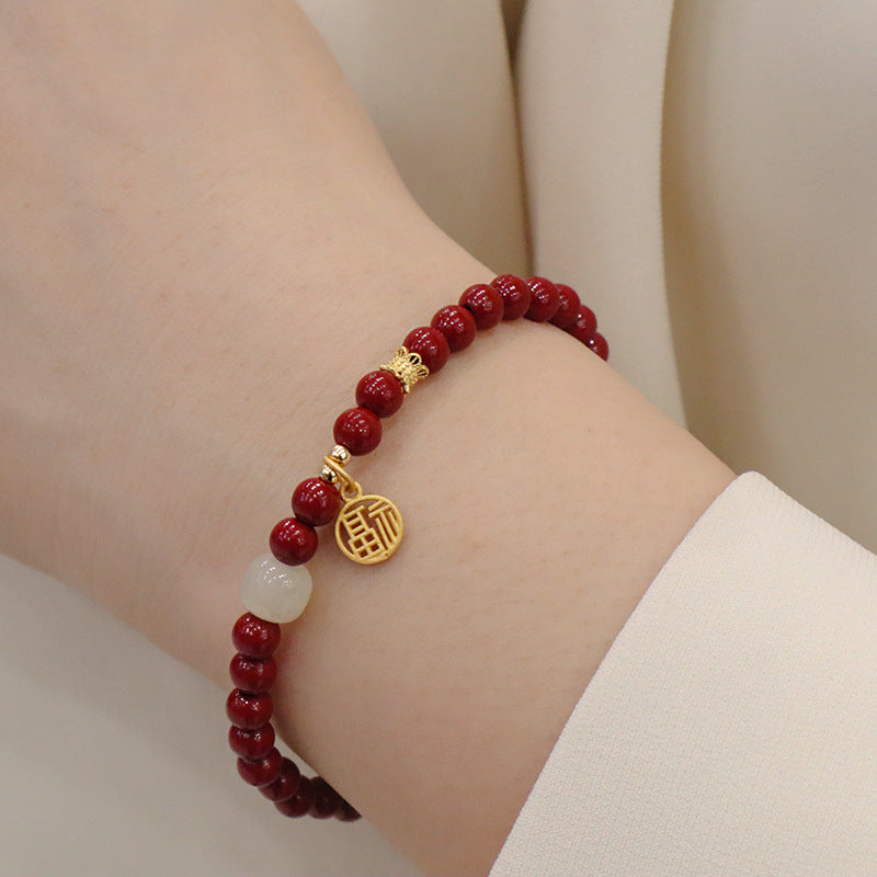 Cinnabar Purple Gold Sand Pure Sier Lotus Bracelet