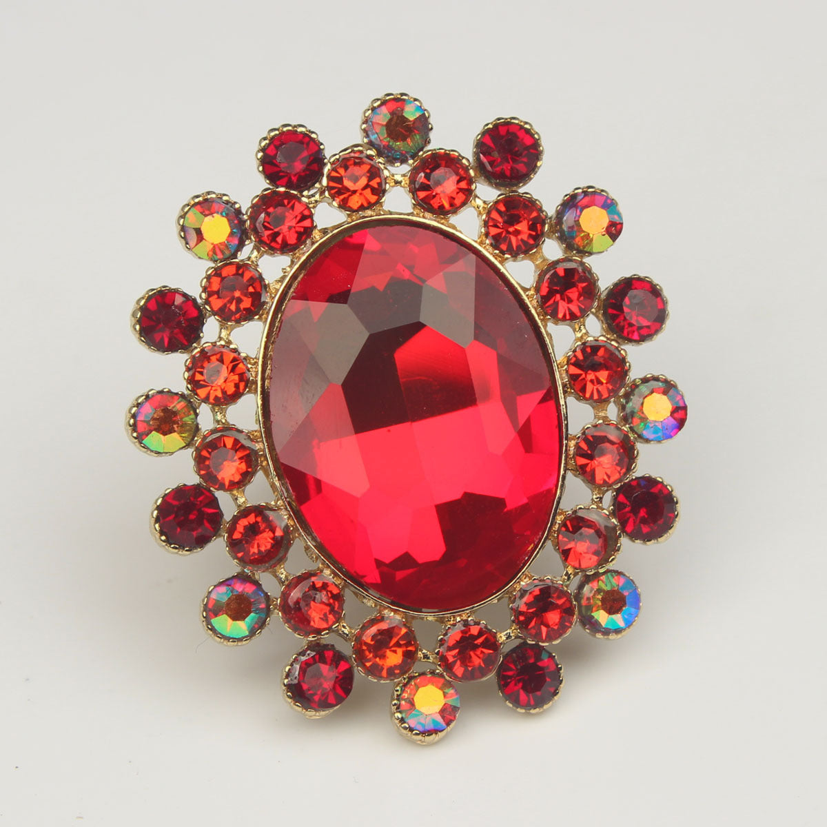 Rhinestone Open Luxury Banquet Adjustable Big Ring