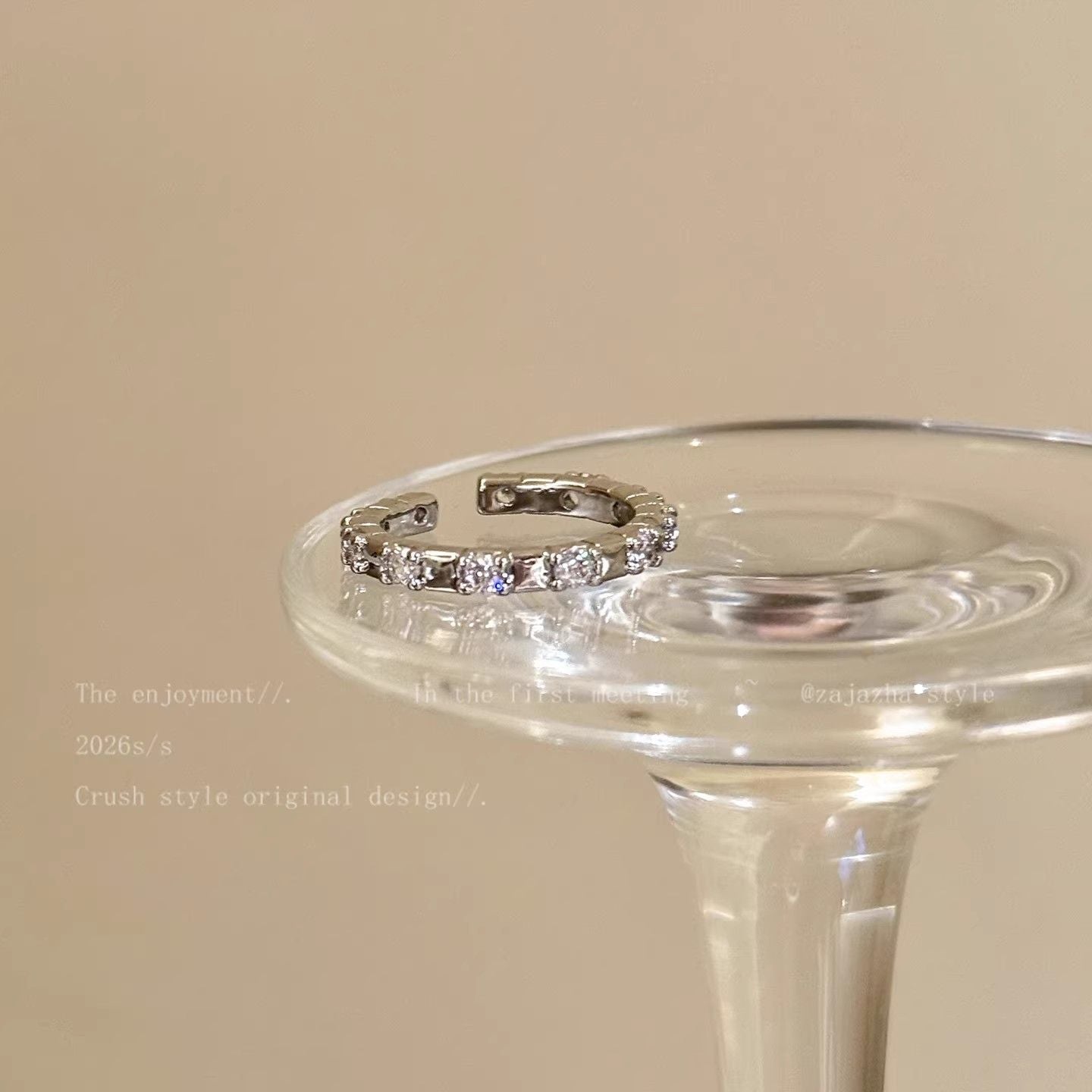 Zircon Simple Female Opening Adjustable Index Finger Light Luxury Rings
