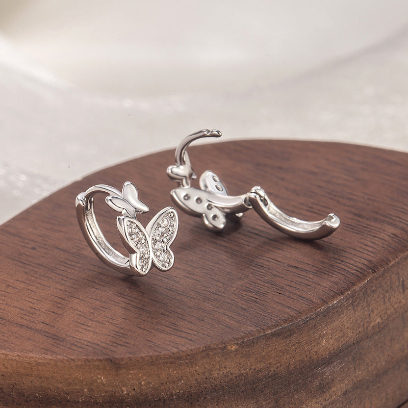 Rhinestone Butterfly Light Luxury High-grade Sense Ear Design Exquisite Small Earrings