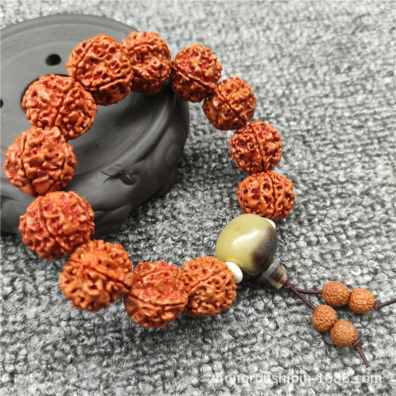 Women's & Men's Root White Jade Lotus Rosary Seed Scenic Bracelets