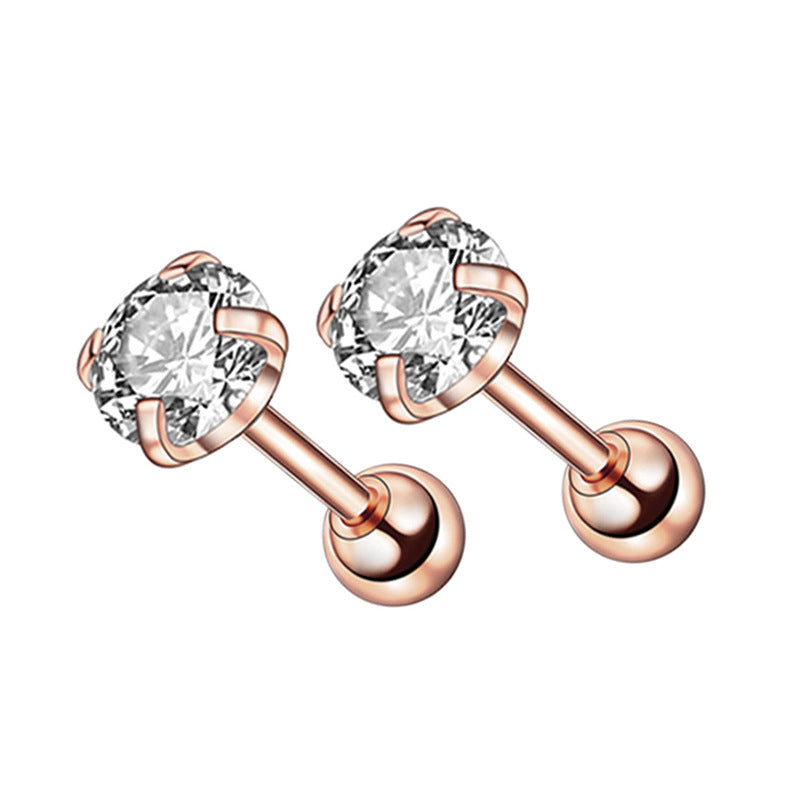 Men's Stainless Steel Zircon Korean Rhinestone Fashion Ear Earrings