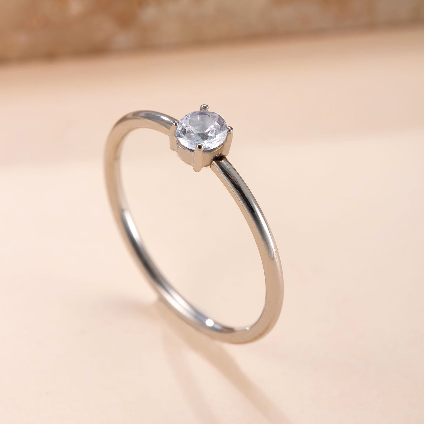 Steel Simple Diamond Couple Korean Fashion Gold-plated Ring