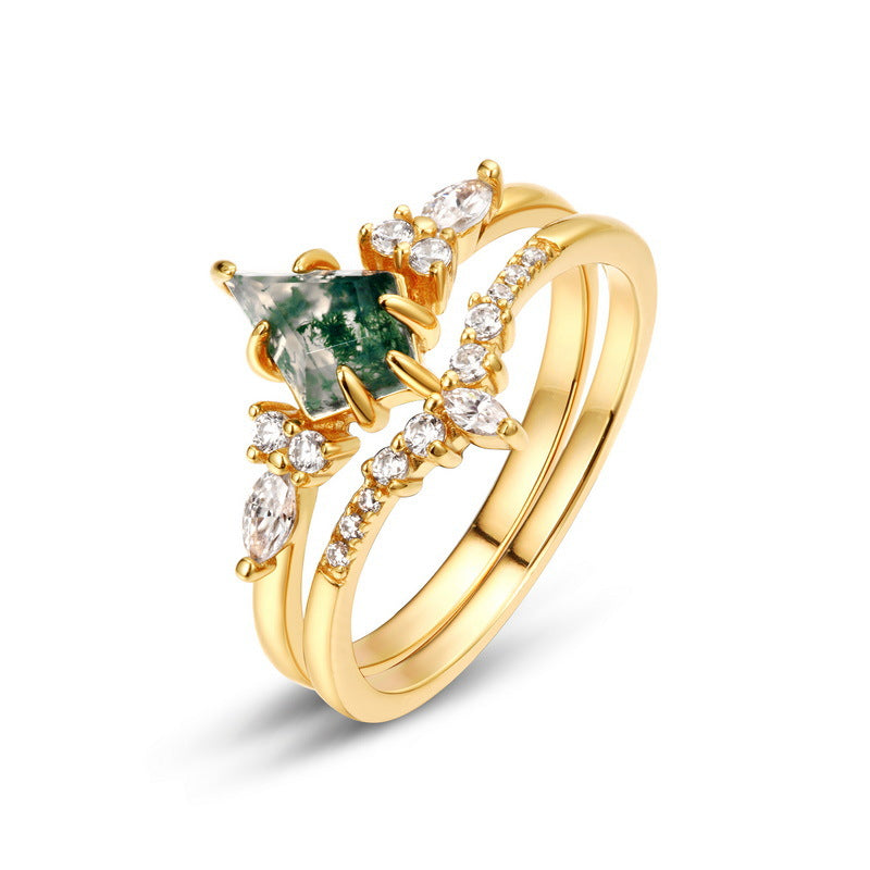 Affordable Luxury Fashion Sier Green Moss Stone Fresh Water Rings