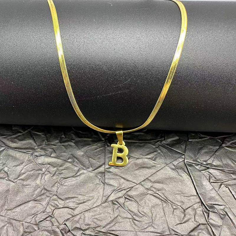 Letter Blade Chain Stainless Steel Material Necklaces