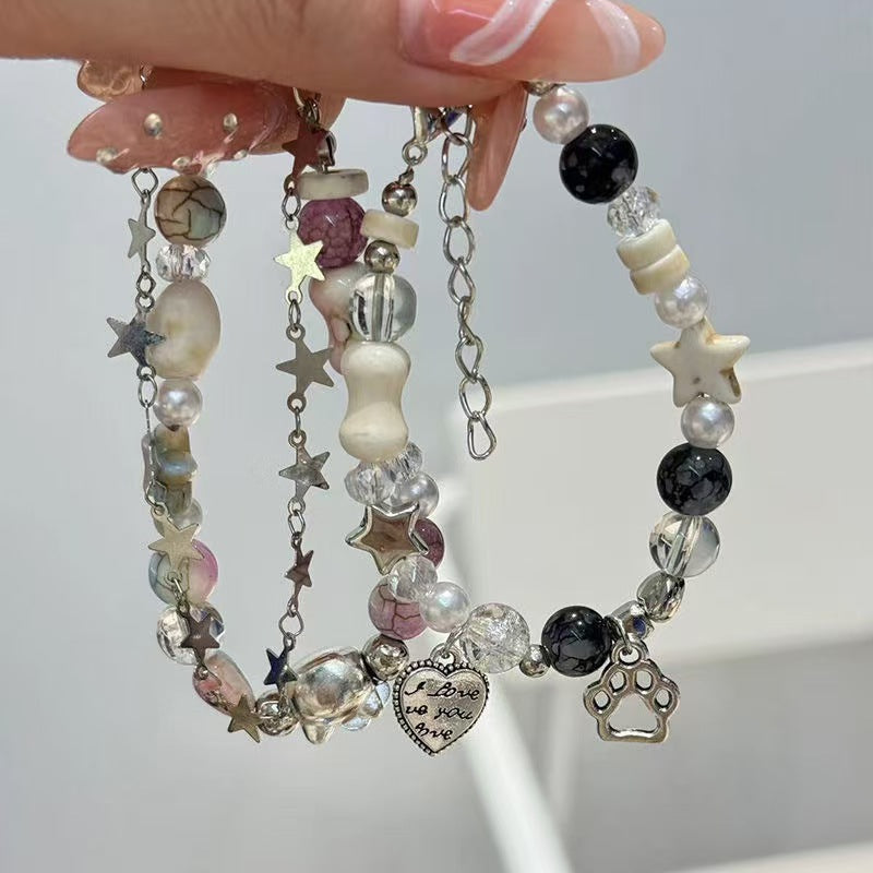 Korean Dopamine Double Layer Twin Design Sweet Cute Bracelet