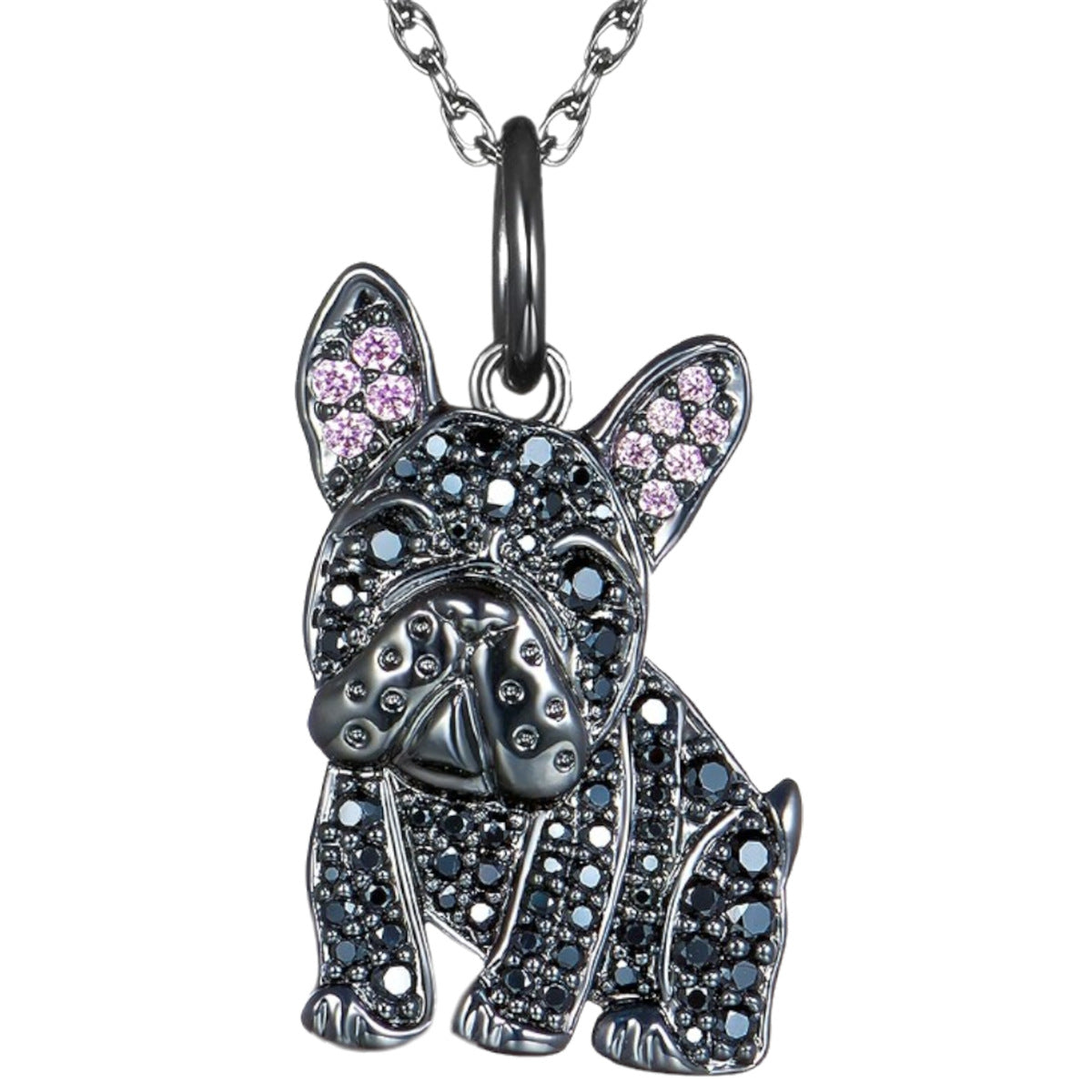 Black France Bulldog Exquisite Zinc Alloy Die Necklace
