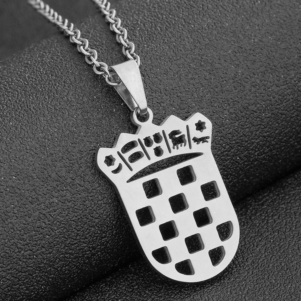 Women's & Men's Croat Badge For Couple Stainless Steel Necklaces