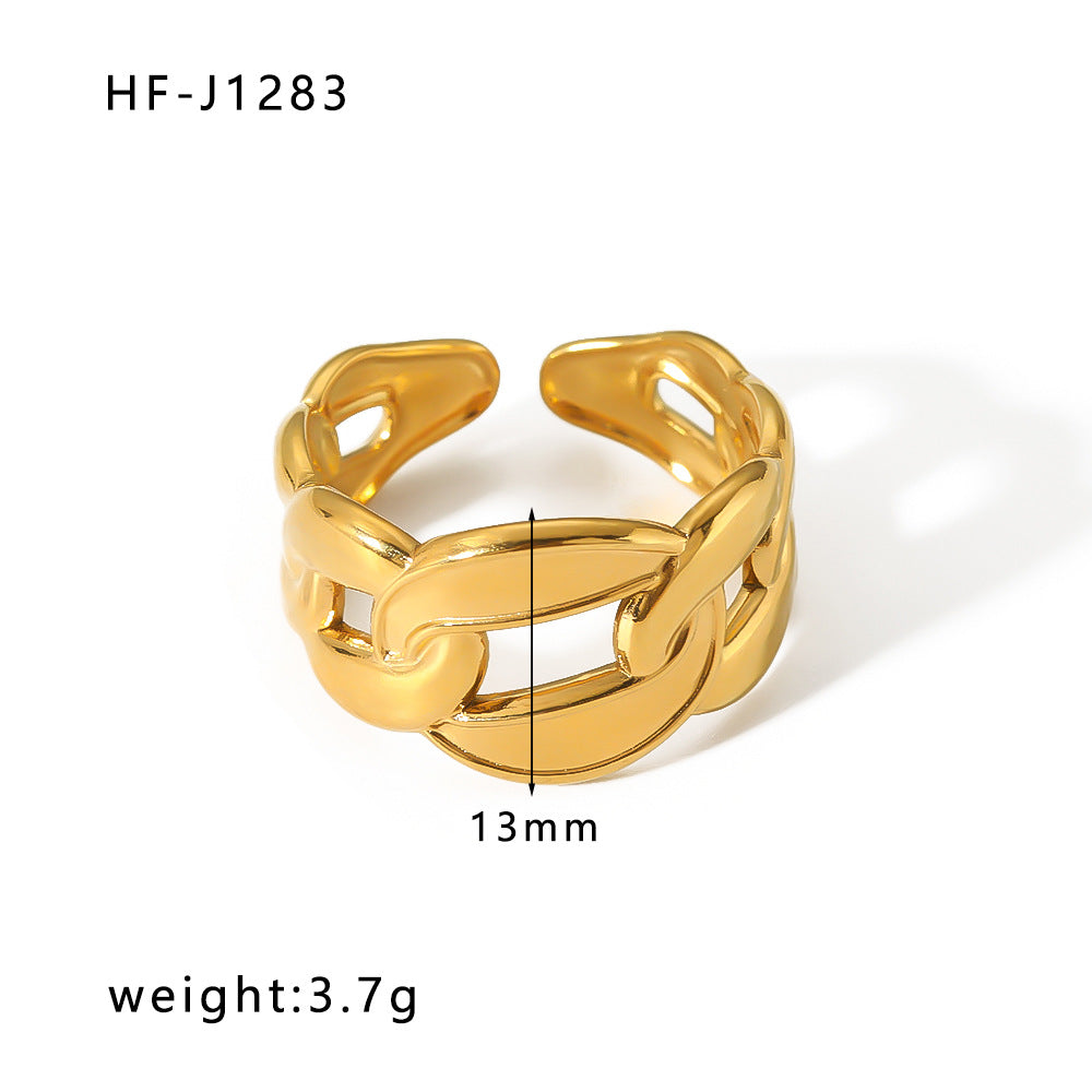 Minority Design Irregular Oil Pressure Gold Titanium Steel Open Female Rings