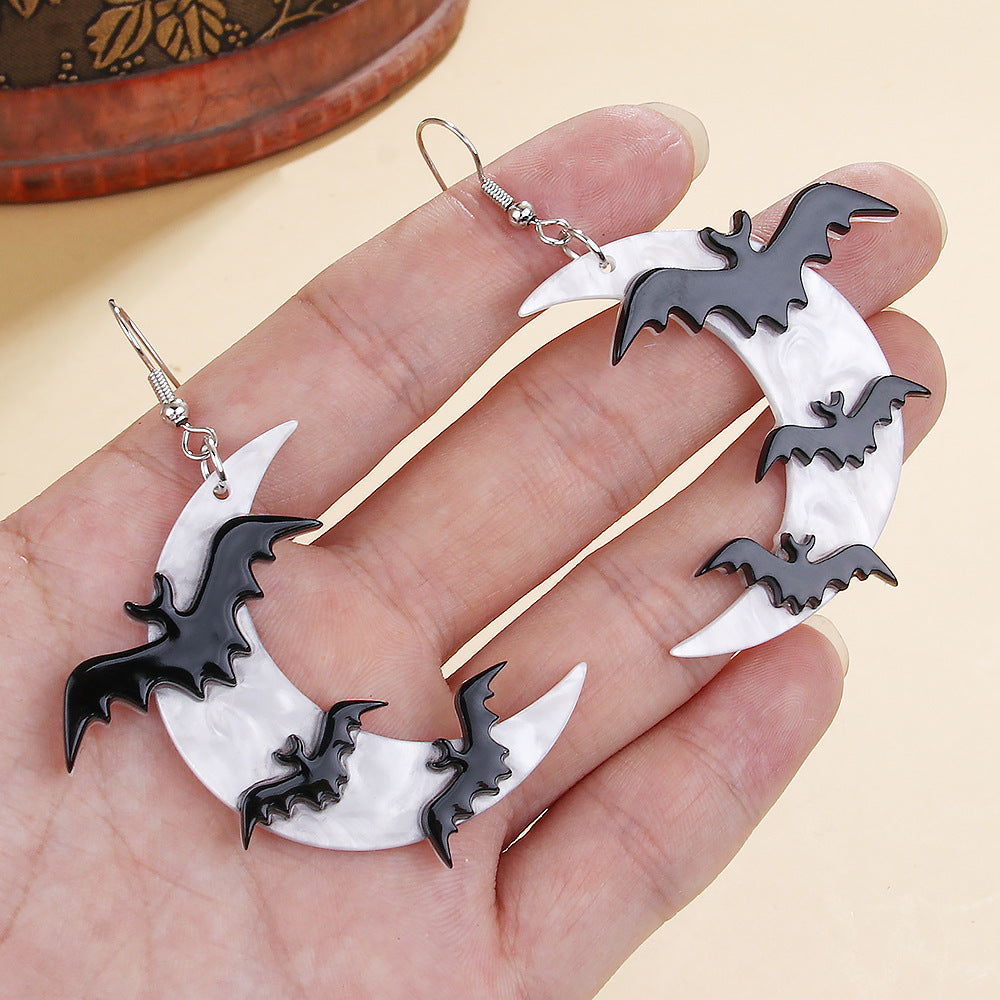 White Moon Cat Personalized Creative Halloween Earrings
