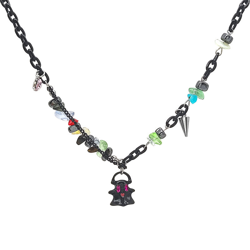 Black White Ghost Monster Female Design Sweet Cool Wind Beaded Necklaces