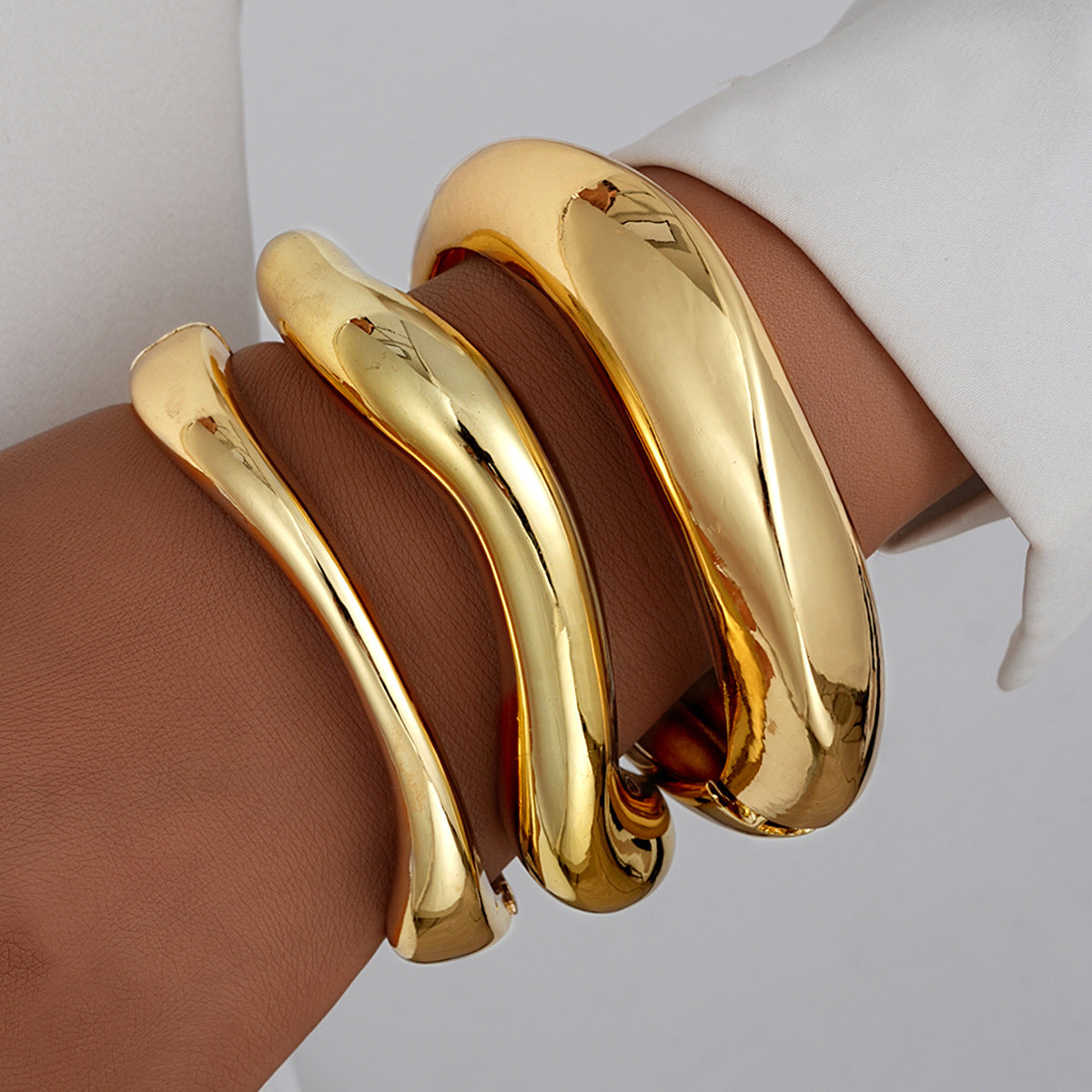 Leaves Glossy Irregular With Personality Stripes Bracelets