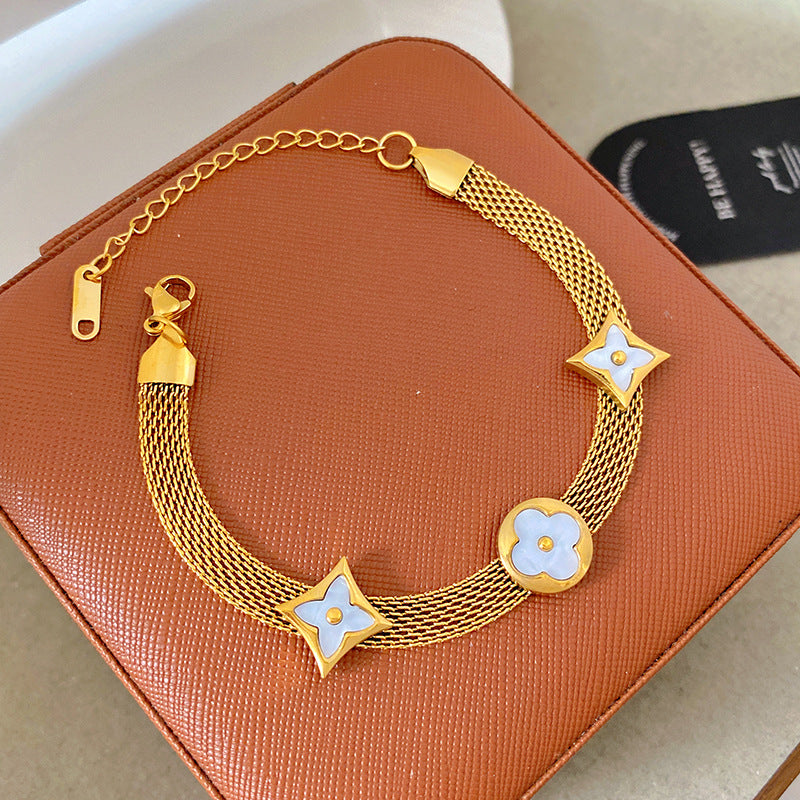 Light Luxury Micro Inlaid Zircon Woven Wire Mesh Fashion Temperament Bracelet