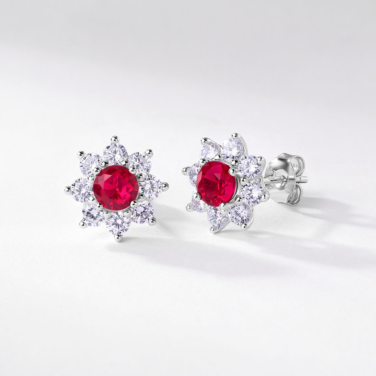 Sterling Sier Inlaid Ruby High Sense Sun Flower Rings