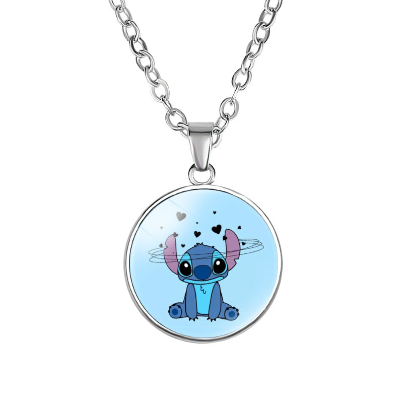 Children's Star Stitch Cartoon Pattern Time Stone Necklaces