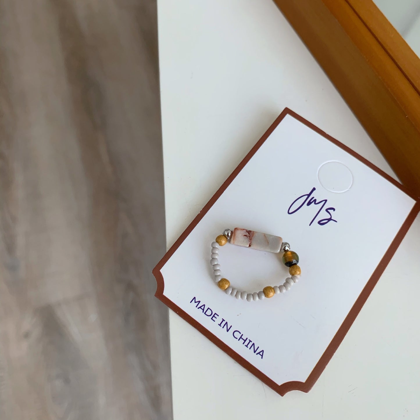 Women's Retro Simple Handmade Beaded Natural Stone Rings