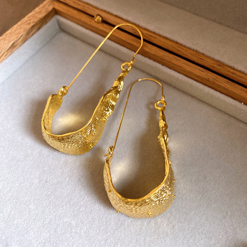 Women's Needle Round Curved Geometric Ear Retro Personalized Temperamental Light Luxury Earrings