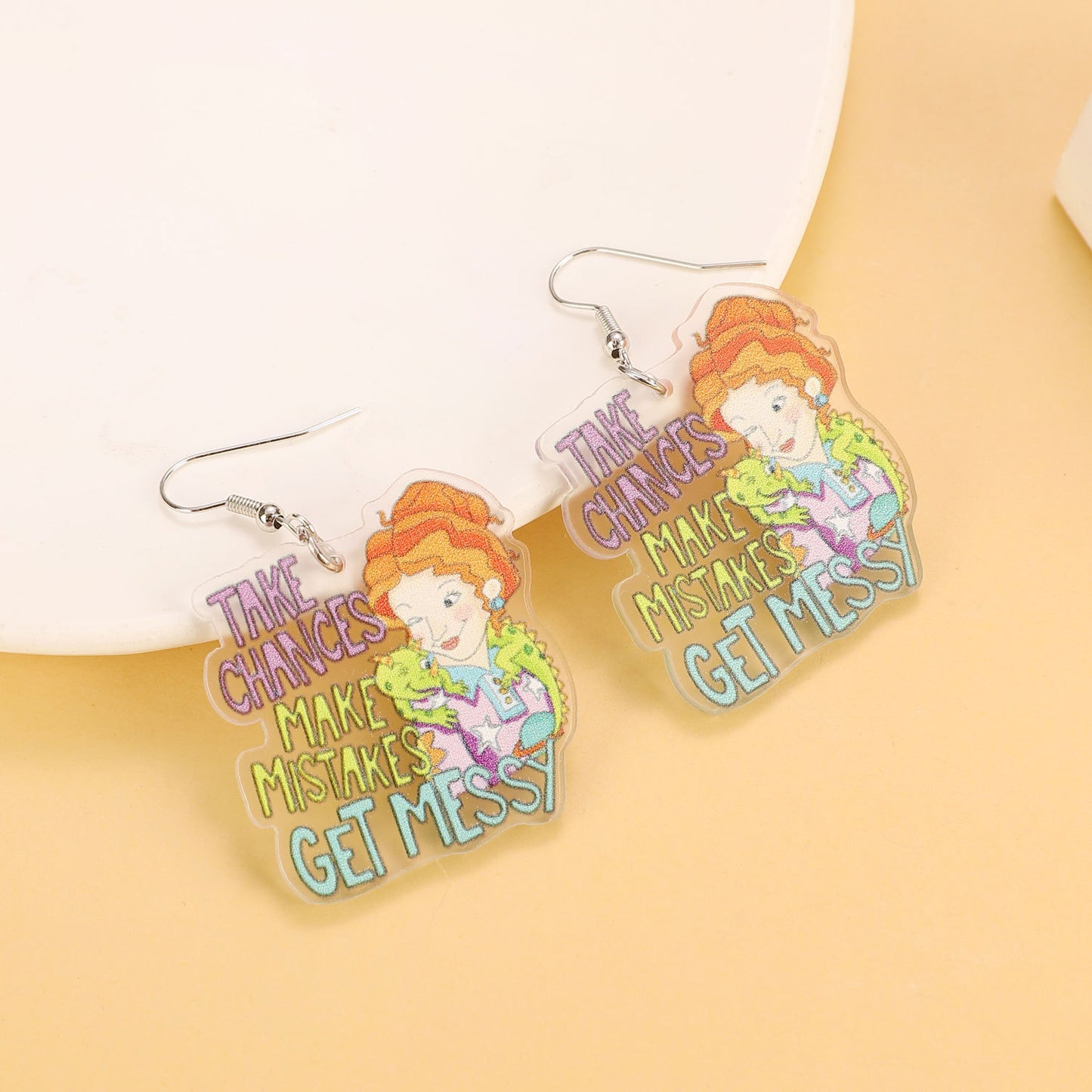 Pastoral Color Letter Acrylic Female Mother's Earrings