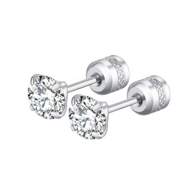 Men's Stainless Steel Zircon Korean Rhinestone Fashion Ear Earrings
