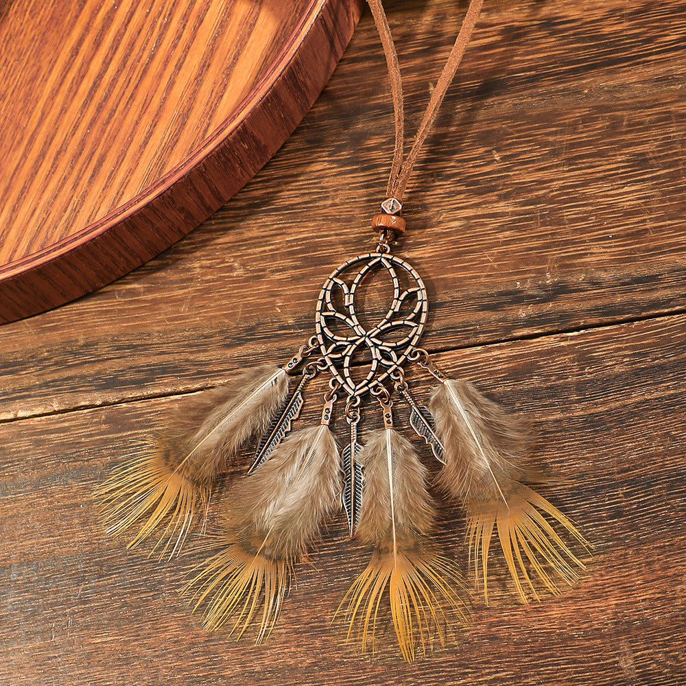 Sweater Chain Hand-woven Feather Scenic Spot Necklaces