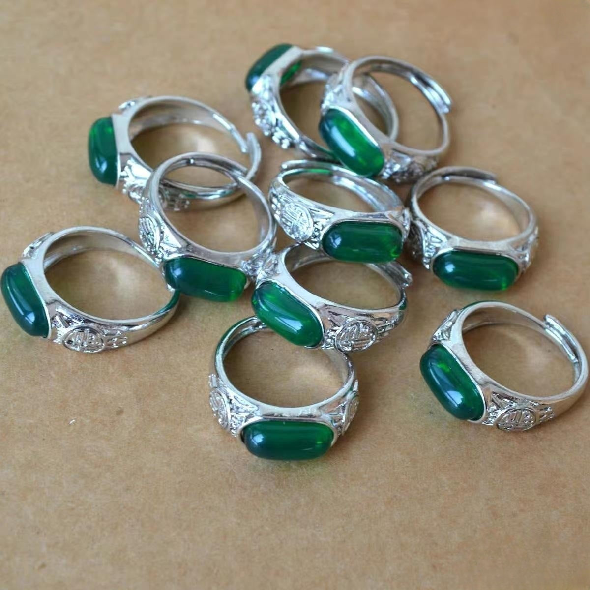 Placer Gold Gold-plated Inlaid Imitation Jade Ring