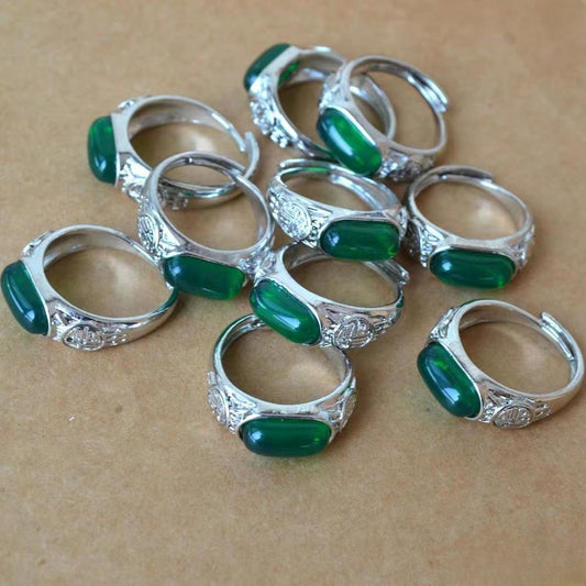 Placer Gold Gold-plated Inlaid Imitation Jade Ring