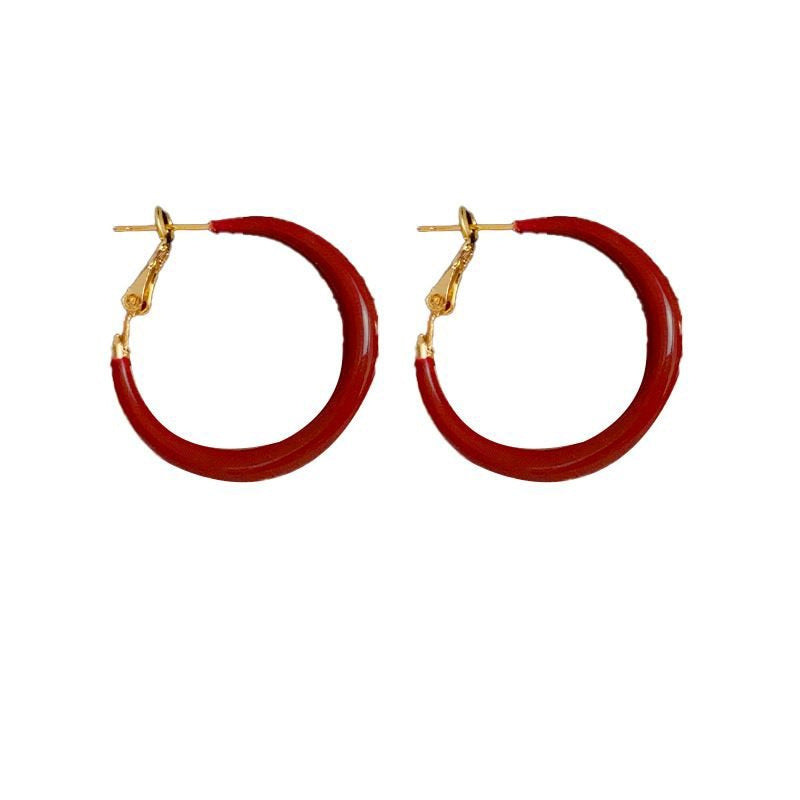 Retro Red Glaze Simple Exquisite High-grade Earrings