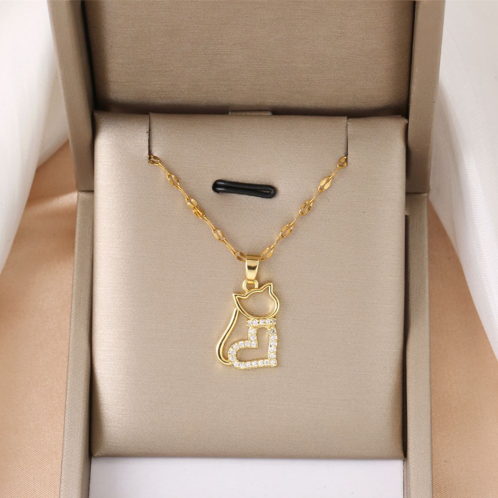 Women's Steel Loves Cats Light Luxury Temperament Gorgeous Necklaces