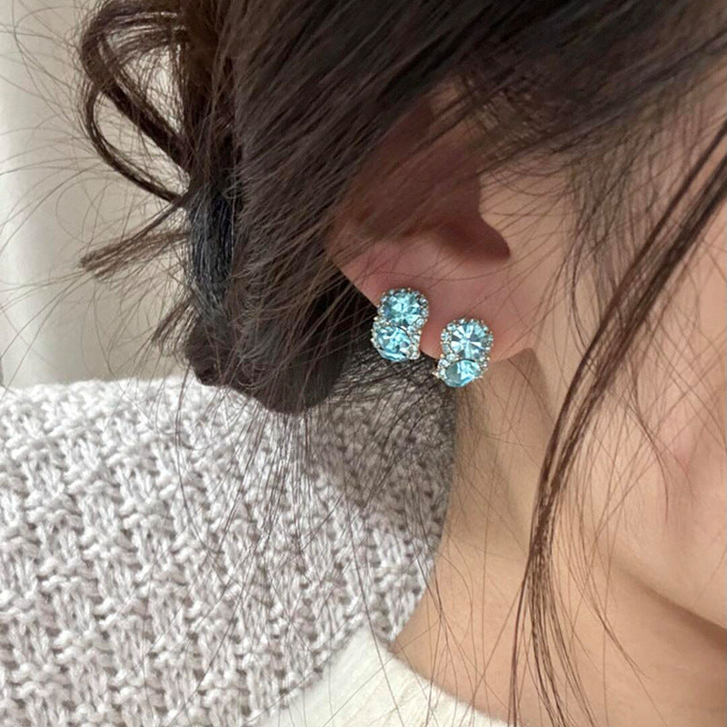 Women's Blue Shaped Zircon For Flash Exquisite Versatile Earrings
