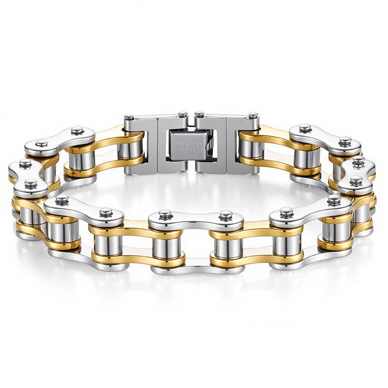 Men's Steel Handmade Motorcycle Punk Bicycle Couple Bracelets
