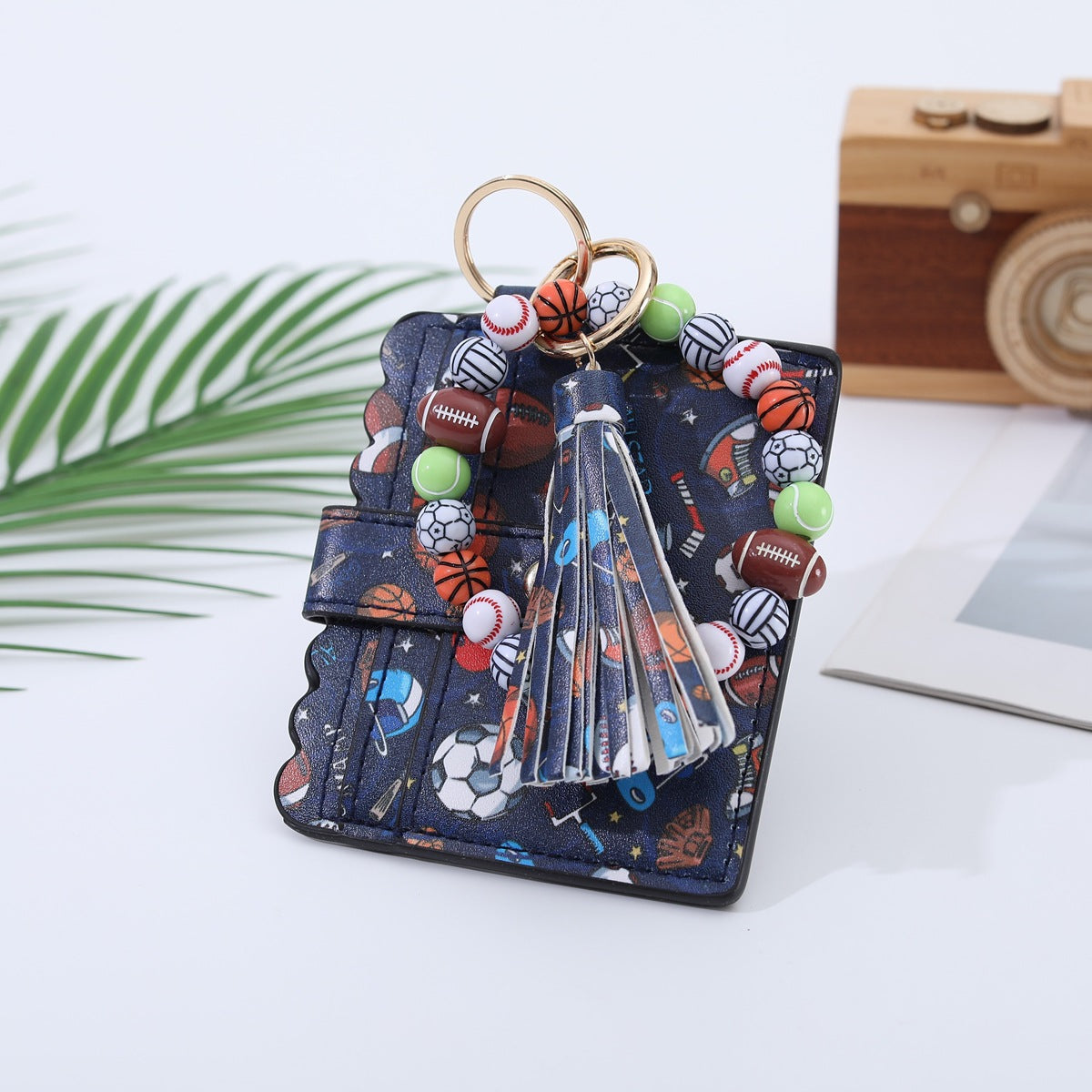 Sports Wooden Bead Card Holder Document Bracelets