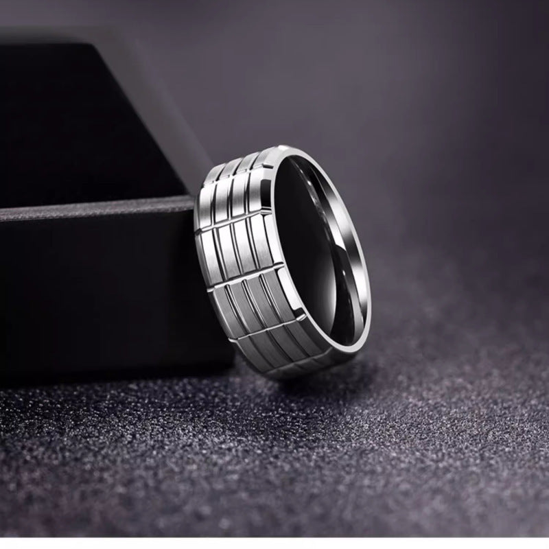 Men's Small Jewelry Popular Stainless Steel Batch Flower Black Rings