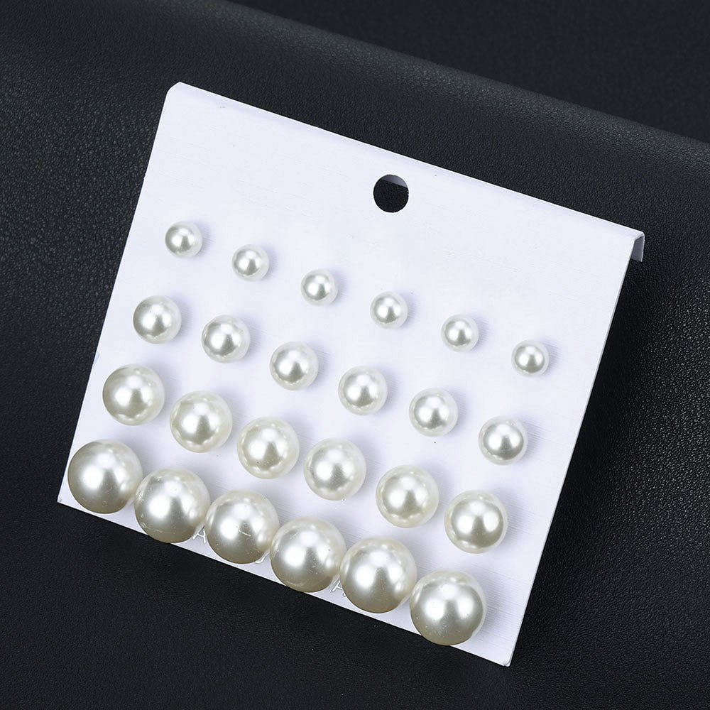 Women's Geometry Pattern Ear One Card Commuter Imitation Pearl Earings Earrings