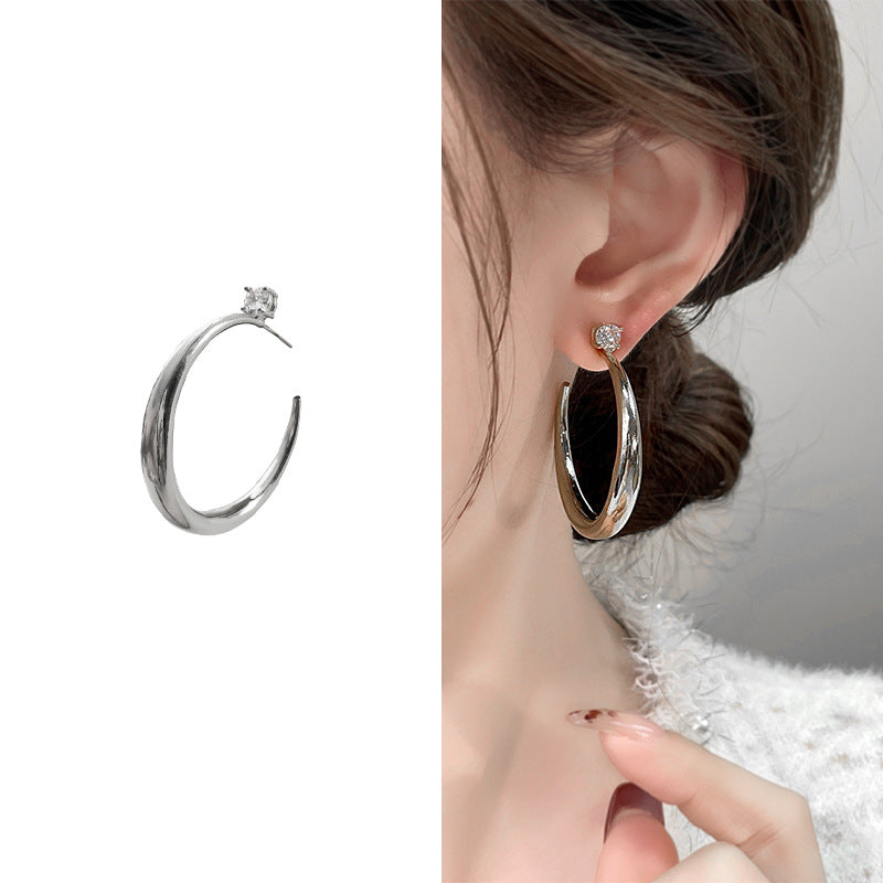 High-grade Zircon Light Luxury Style Large Circle Exaggerated Earrings