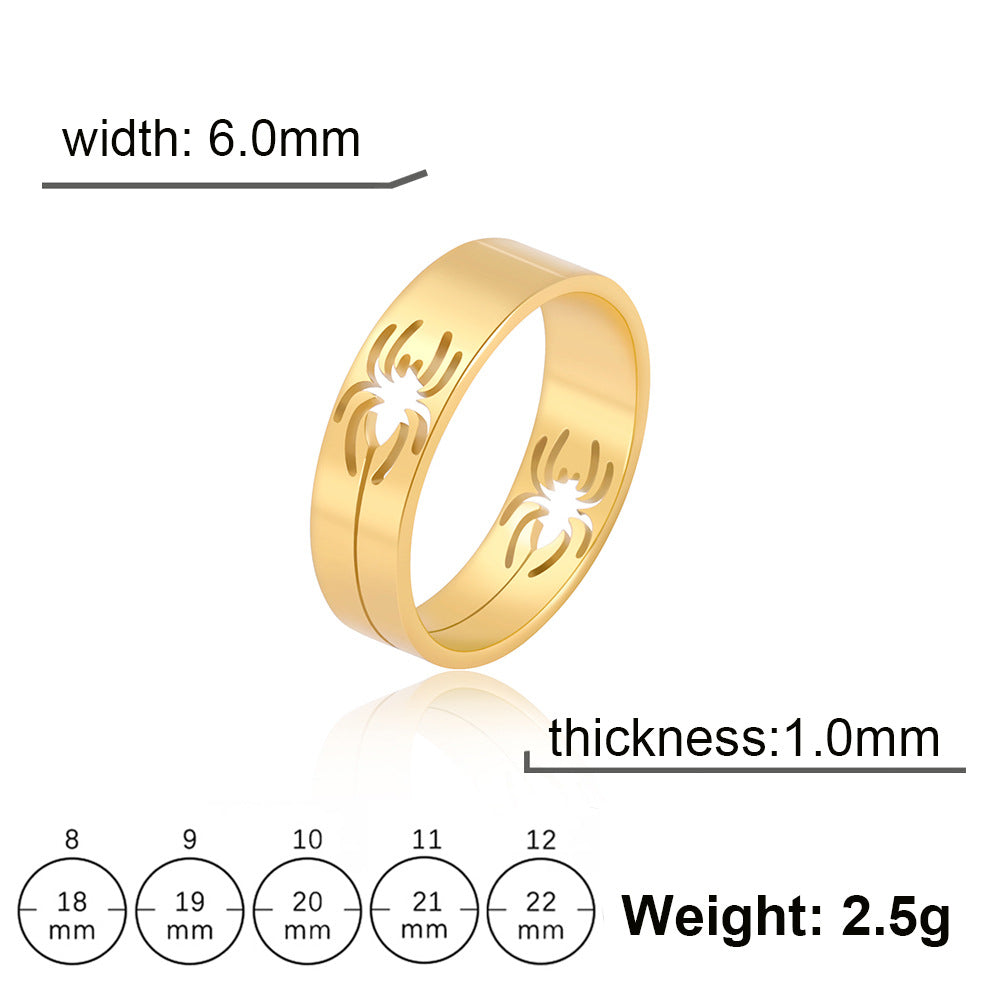 Titanium Steel Male Female Personality Hollow Spider Ring