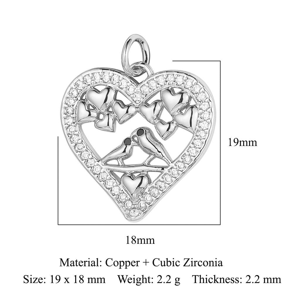 Peach Heart Lock Key Copper Zircon Pendants