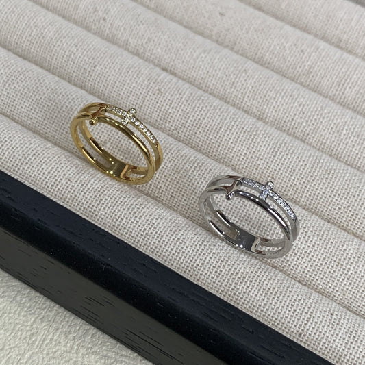 Cross Slightly Inlaid Zircon Light Luxury Exquisite Ring