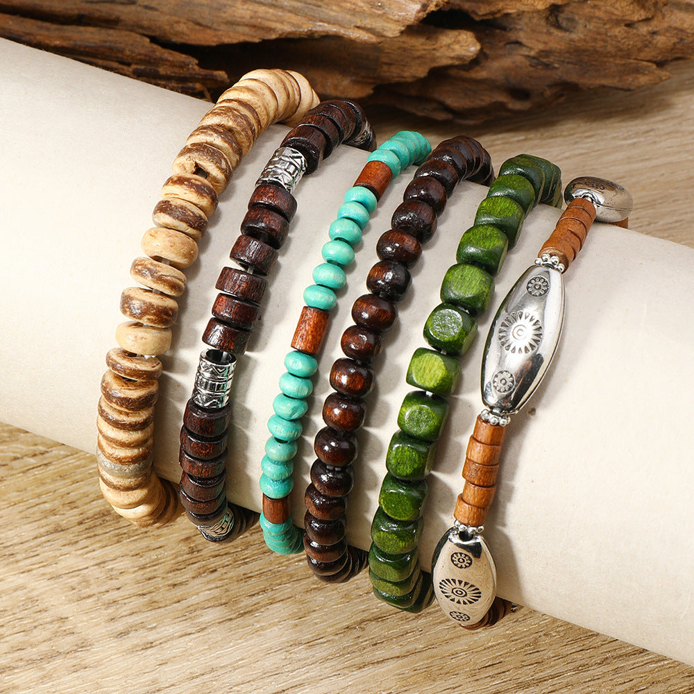 Coconut Shell Alloy Wooden Bead Filament Elegant Fashion Handmade Bracelets