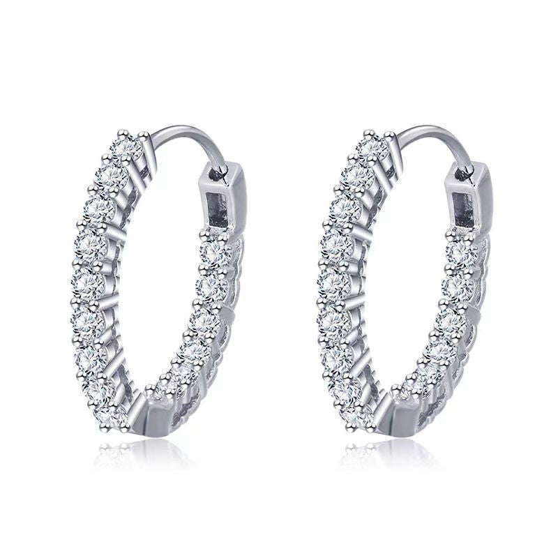 Women's Zircon Round Versatile Points Light Luxury Ear Earrings