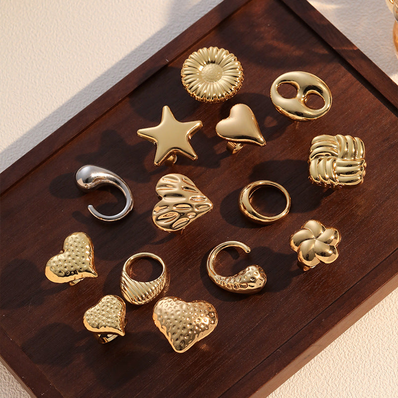 Stainless Steel Geometric Heart Shape Ear Niche Design Light Ring