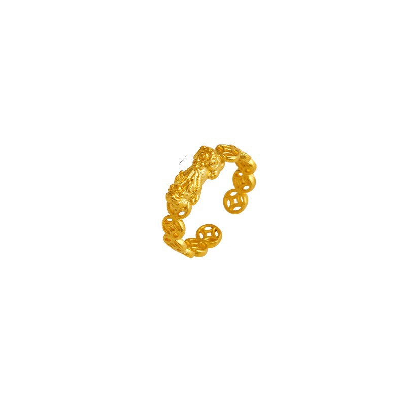 Women's Simulated Vietnam Alluvial Gold Open Coin Rings