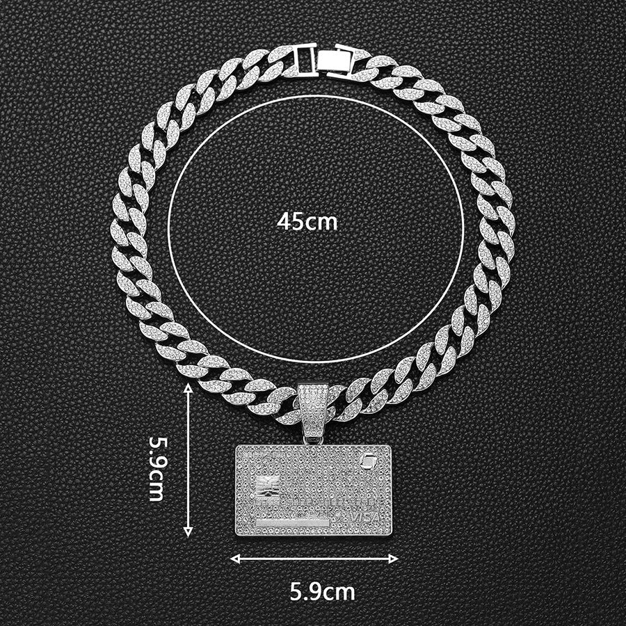 Hip Hop Cool Full Diamond Bank Card Street Necklace