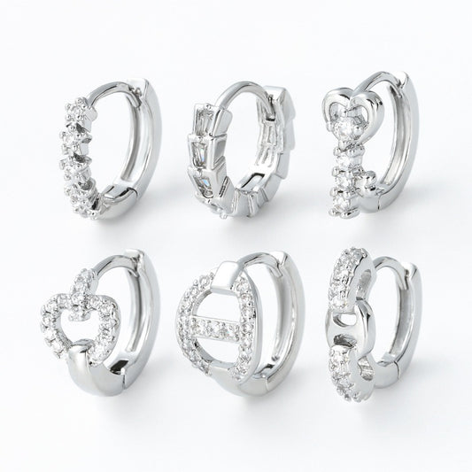 Women's Micro Inlaid Zircon Fashionable Simple Geometric Clip Personalized Hot Design Earrings