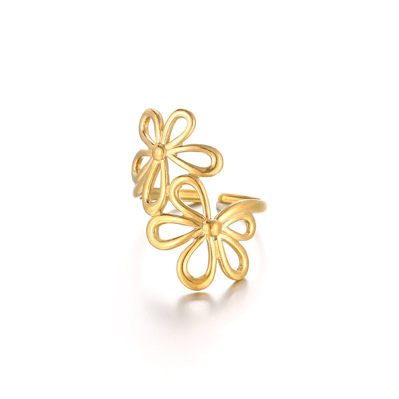 Women's Irregular Concave Convex Hammer Pattern Shaped Design Rings