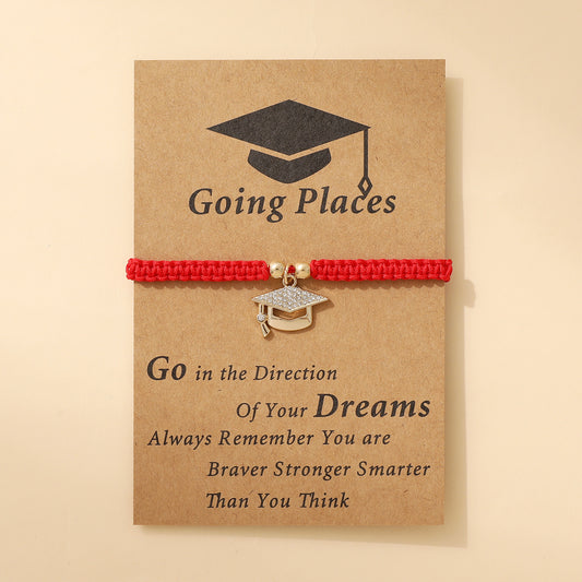 Doctorial Hat Woven Design Sense Graduation Blessing Card Carrying Bracelets