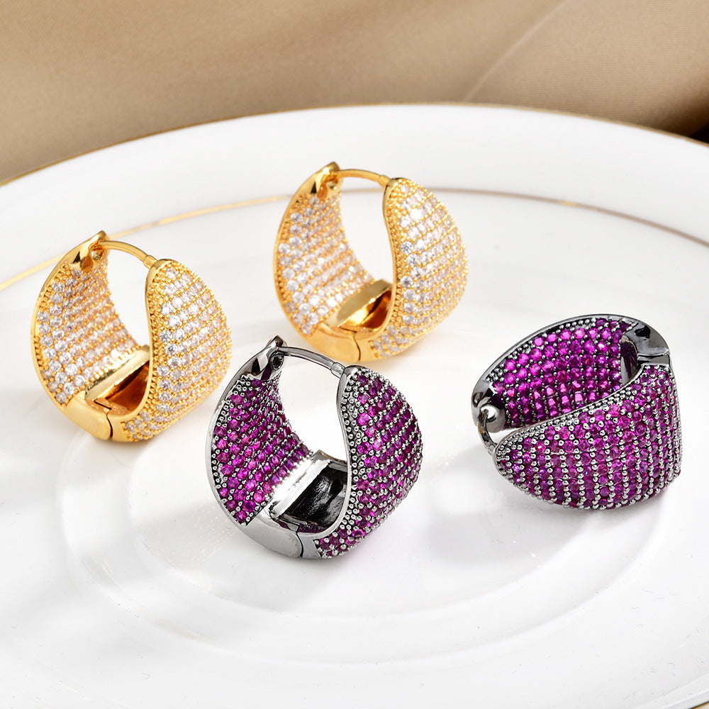 High-grade Full Diamond Water Drop Super Flash Clip Fashion Trendy Ear Buckle