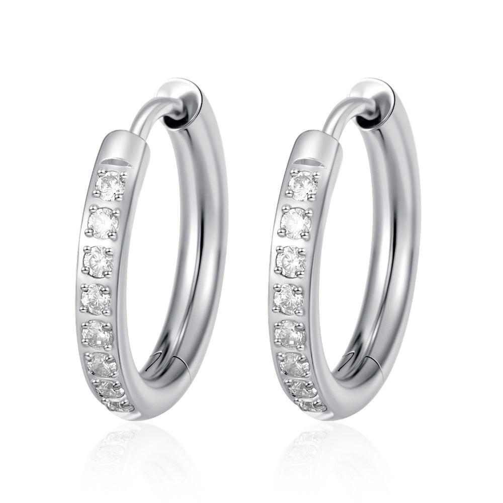 Stainless Steel Clip Light Luxury Female Design Electroplated Earrings