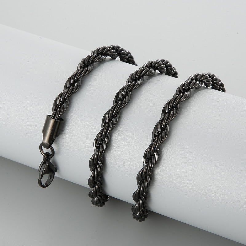 Women's & Men's Plating Black Titanium Steel Winding Ladder Necklaces