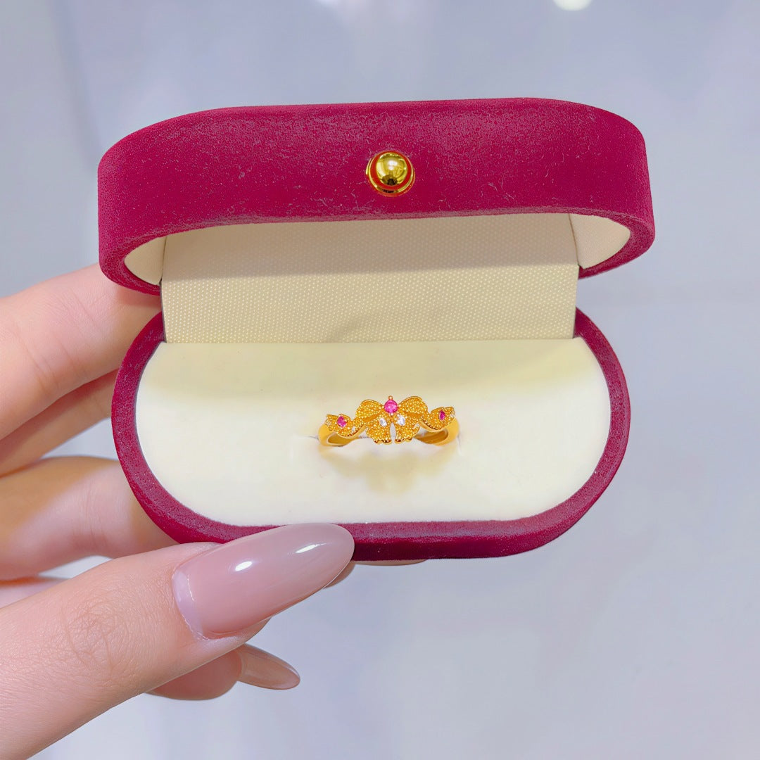 Women's Alluvial Gold Retro Affordable Luxury Design Brass Plated Fashion Ring