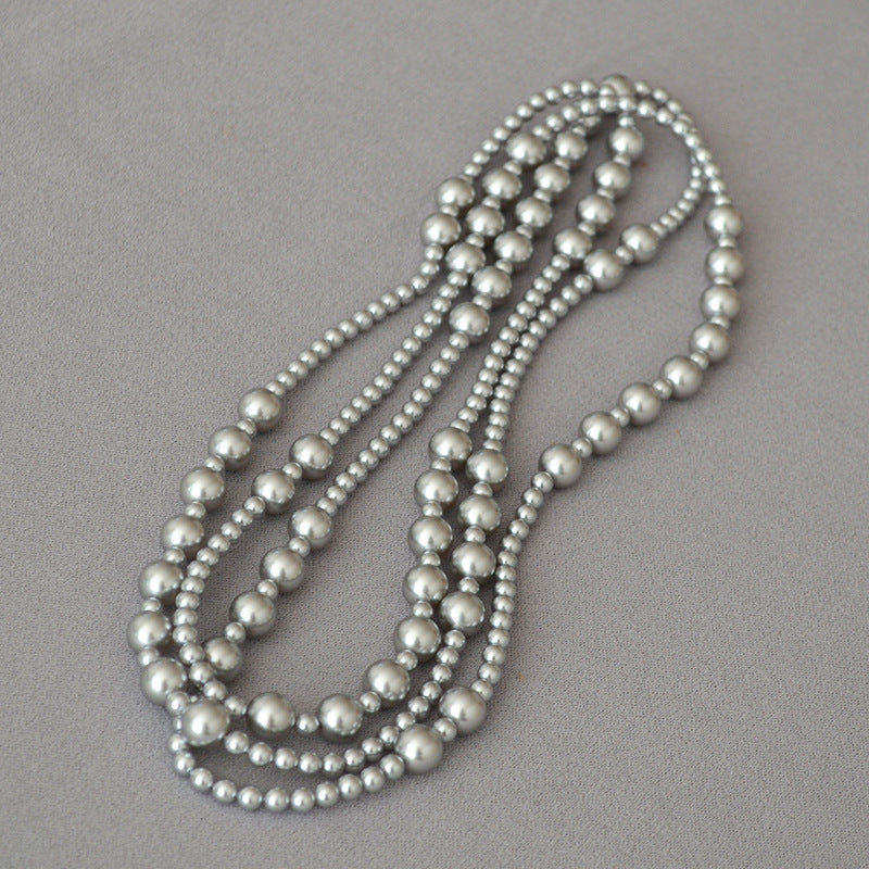 Large Small Pearls Interval Irregular Long Necklaces